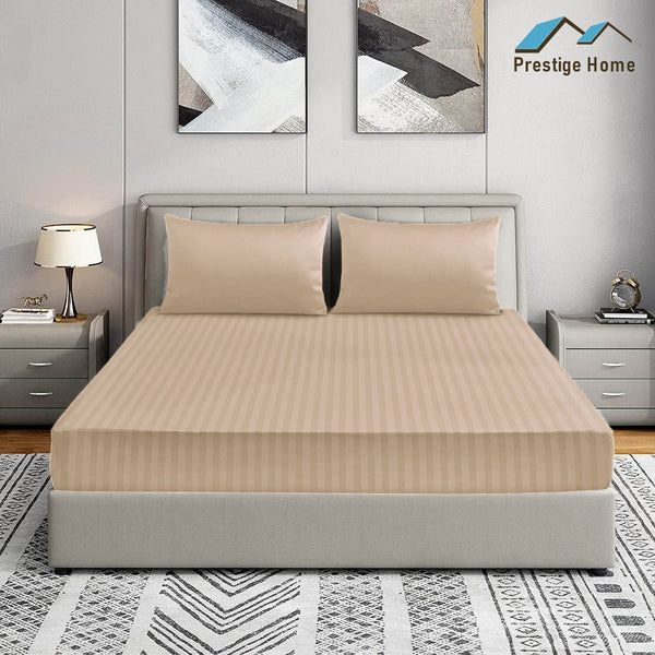 Prestige Striped Bedsheet set - Double