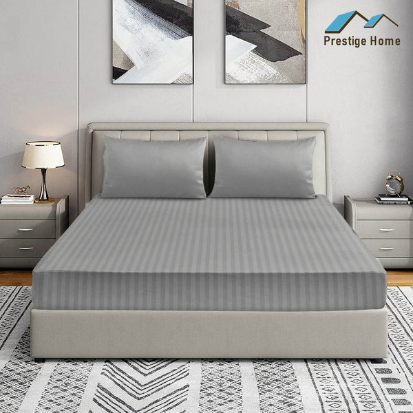 Prestige Striped Bedsheet set - Double