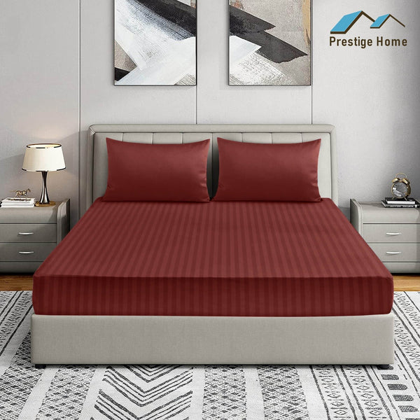 Prestige Striped Bedsheet set - Double
