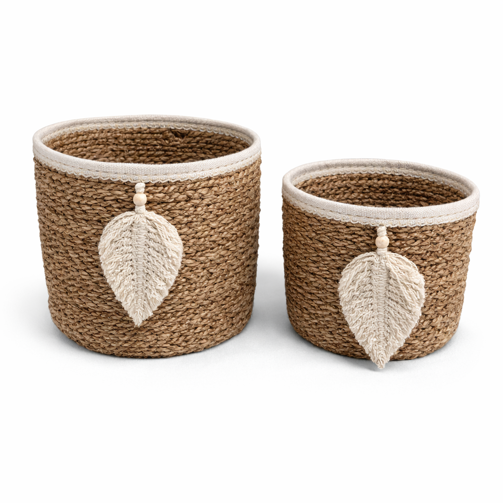 Leaf Woven Storage Basket Set - 2 pcs