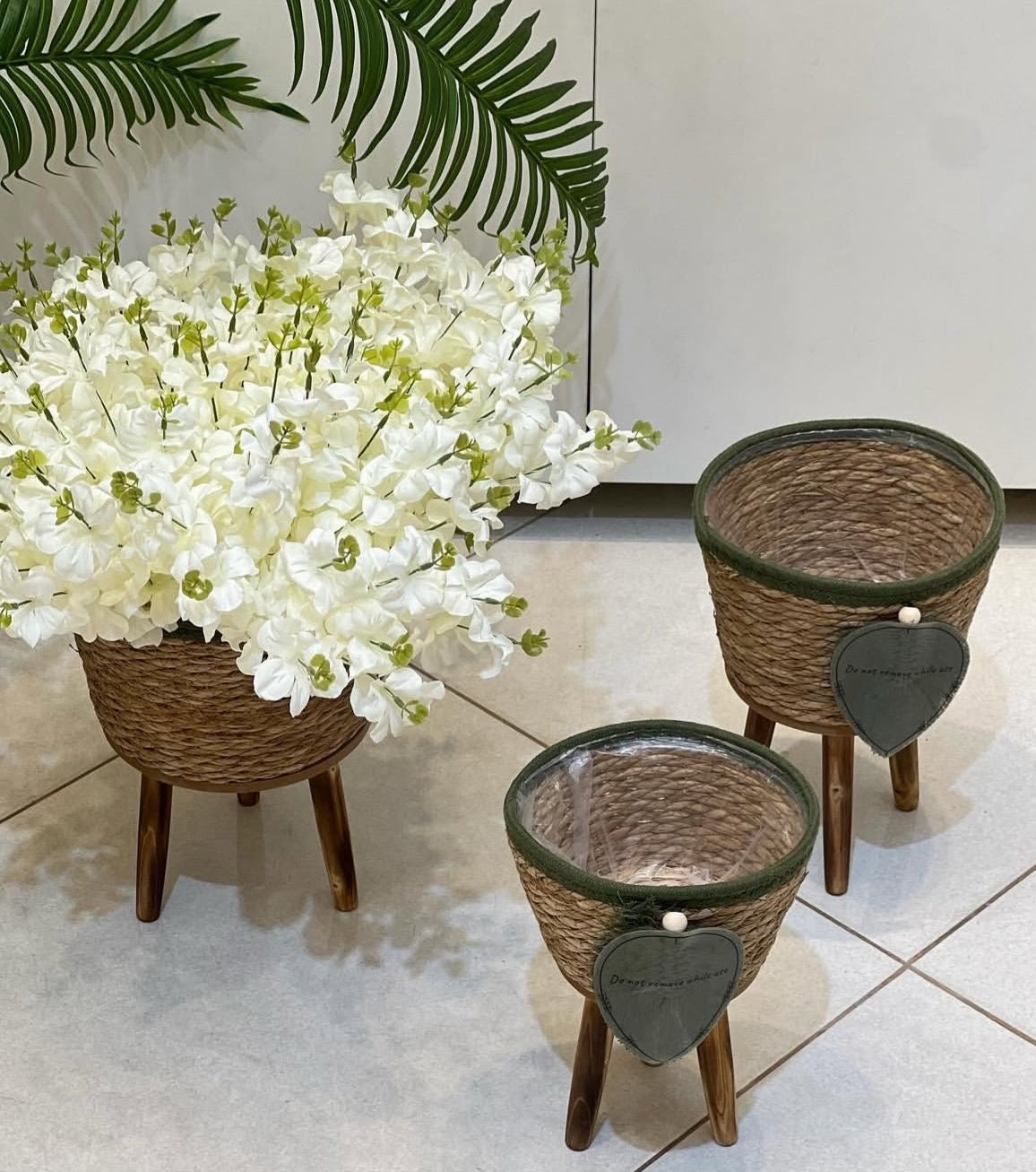 Tripod Woven Planter Basket Set – 3 Sizes