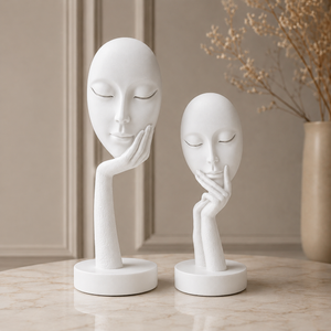 White Eclipse Face Sculpture Set
