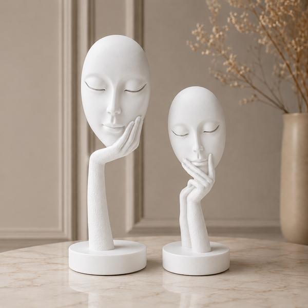 White Eclipse Face Sculpture Set