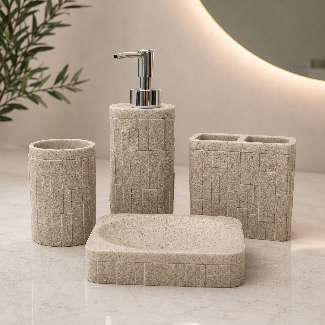 Mosaic Stone Bathroom Set