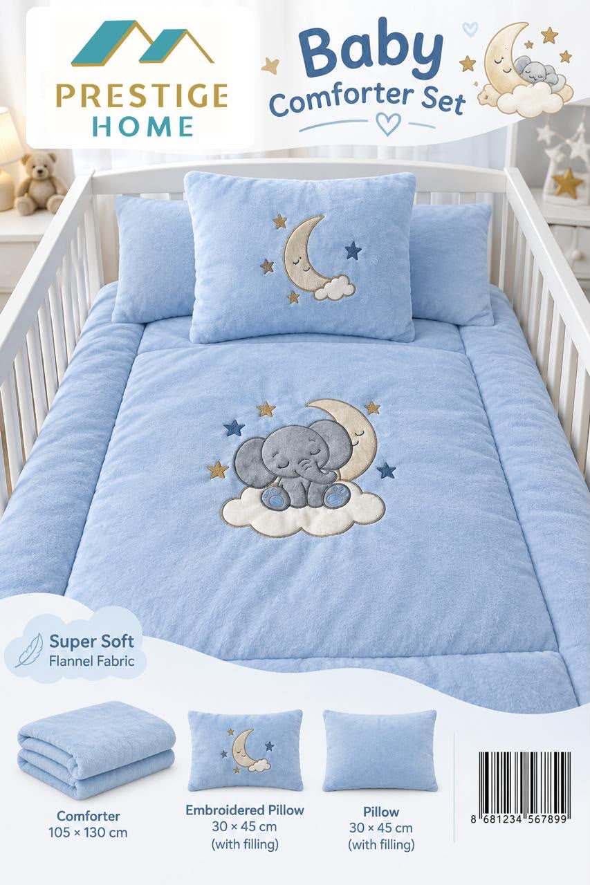 Blue Elephant Dreams Baby Comforter Set
