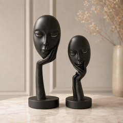 Black Eclipse Face Sculpture Set