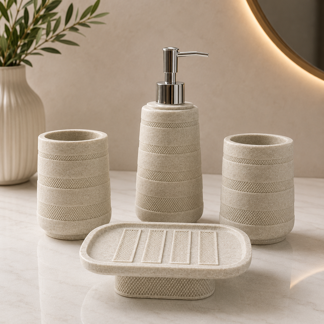 Textured Sand Bathroom Set