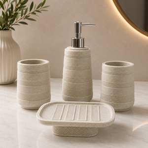 Textured Sand Bathroom Set