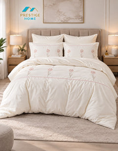 Floral Embroidered Duvet Cover Set - Double
