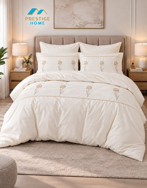 Floral Embroidered Duvet Cover Set - Double