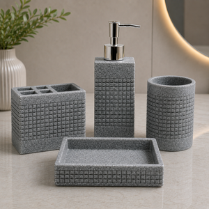 Gridstone Bathroom Set - Gray