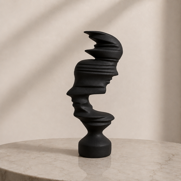 Black Mirage Face Sculpture