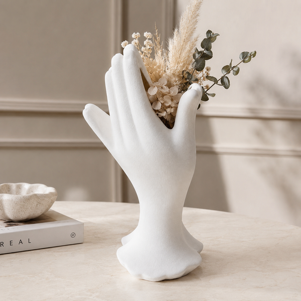 White Grace Hand Vase