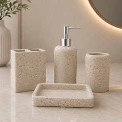 Travertine Stone Bathroom Accessory Set