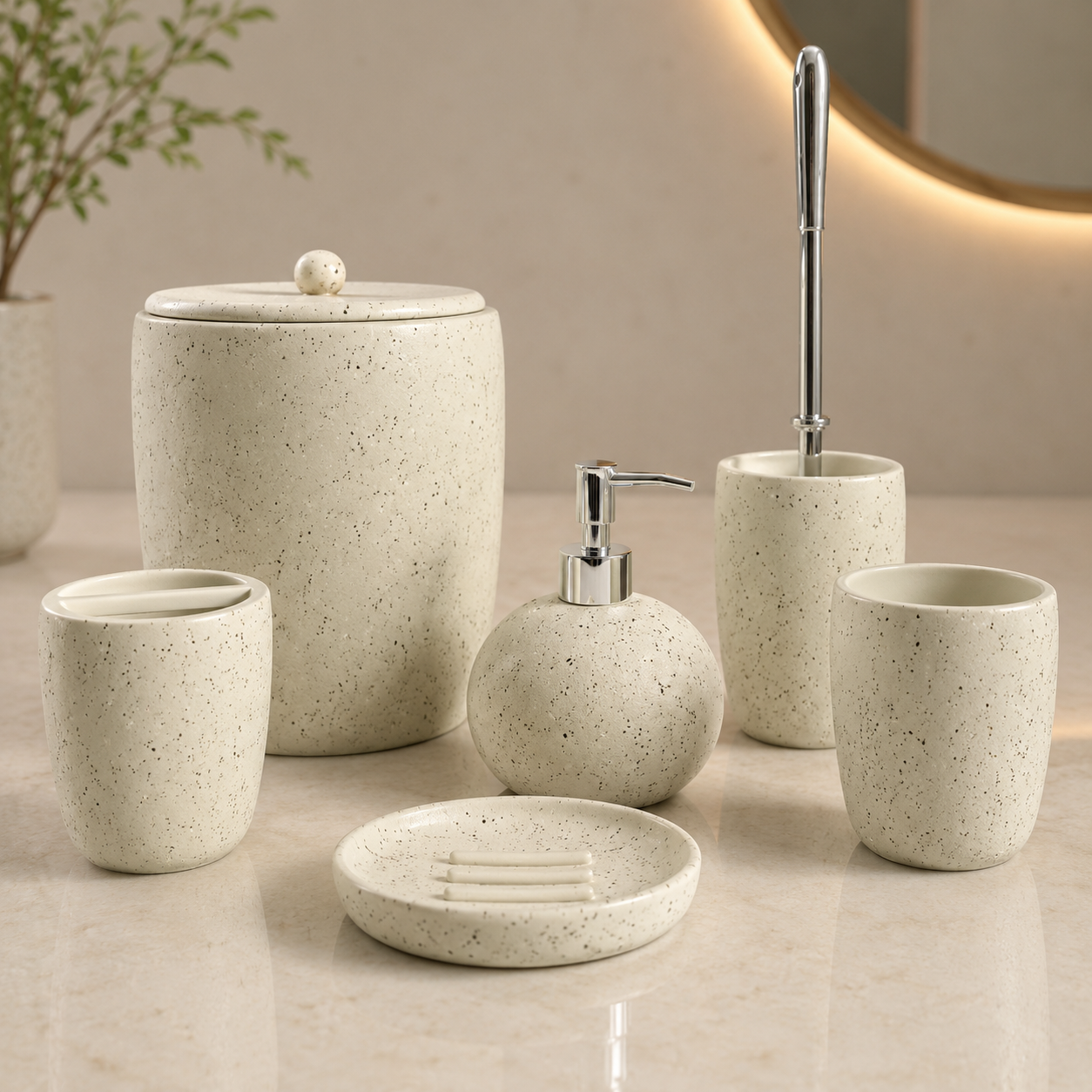 Pebble Luxe Bathroom Accessories Set – 6 Pieces